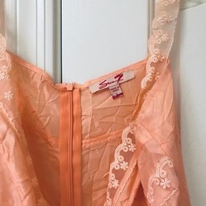 7 for all Mankind peach Silk and lace camisole